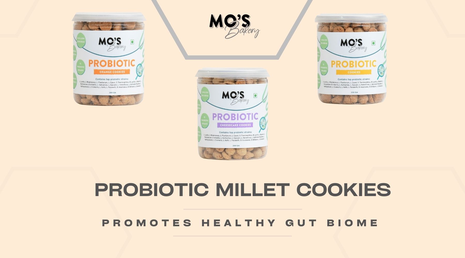 Mo's Probiotic Cookies, 200 G | Orange Digestive Cookies | Probiotic Supplement With 13 Billion CFU | 33 Probiotic Strains | Improve Digestion & Gut Health | Acidity Relief