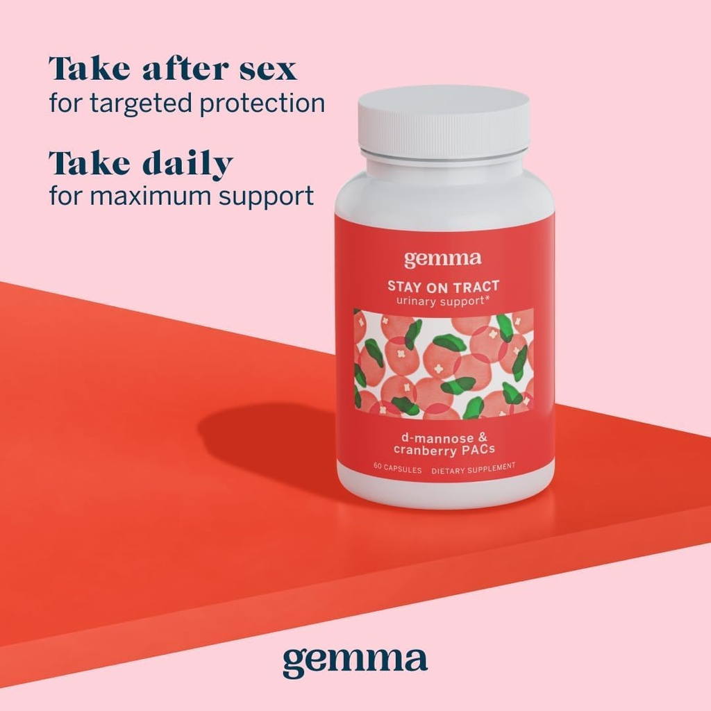 Gemma Stay On Tract Cranberry Supplement - Urinary Tract Support for Women - 36mg of Cranberry PACs and 1,000mg of D-Mannose 60 Count (Pack of 1) 6
