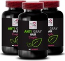 Gray hair supplement - ANTI GRAY HAIR COMPLEX - Anti gray hair, Hair shade balance, Vibrant color, Hair color renewal, Fresh tone, Color longevity, Gray hair solution 3 Bottles 180 Capsules 2