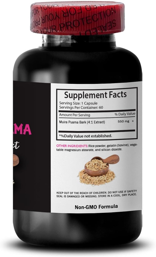 Energy Support - MUIRA PUAMA BARK EXTRACT - Herbal Power Source, Botanical Strength, Focus Support, Revive Blend, Energizing Source, Plant Vitality, Daily Power 3 Bottles 180 Capsules 5