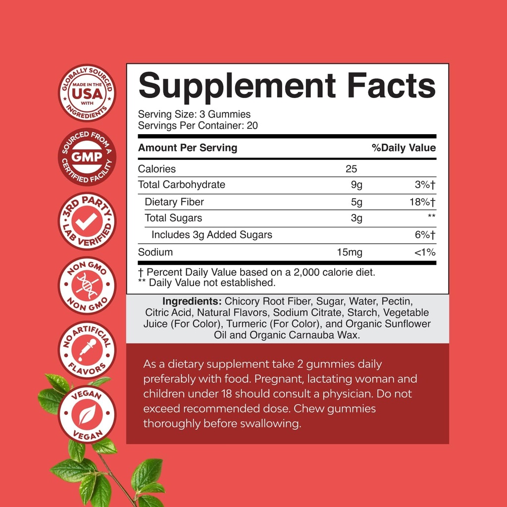 Bundle of Pure Green Coffee Bean Extract with 50% Chlorogenic Acid for Antioxidant Heart Health Mental Focus and Tasty Fiber Gummies with Prebiotic Soluble Chicory Root for Immunity Digestive Support 4