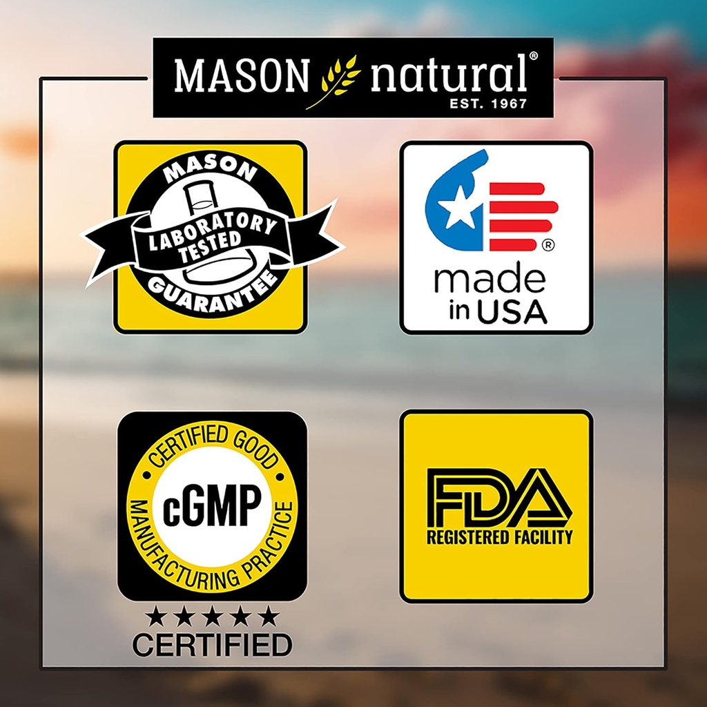 Mason Natural Daily Multiple Vitamins - Vitamins A, C, D3, E, B1, B2, B3, B6, B12, Folate and Calcium for Overall Health, 100 Tablets 6