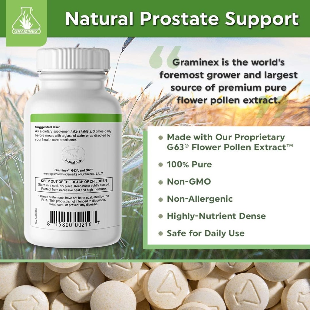 Graminex PollenAid Prostate Supplement: All Natural Prostate Support for Bladder Control & Urinary Tract Health, Rye Pollen Extract Made in USA, 90 Tablets 4