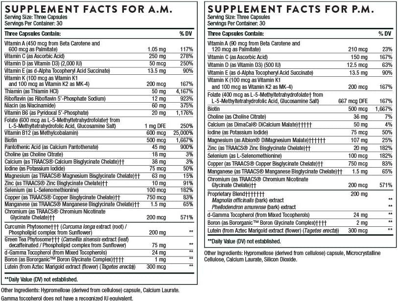 THORNE - Multi-Vitamin Elite AM & PM (180 Capsules) & Amino Complex (Berry, 8 Oz) Bundle - Supports Energy Production & Athletic Performance - Gluten, Dairy & Soy-Free 4