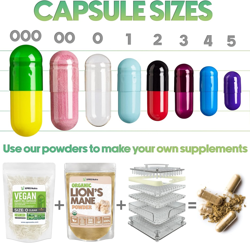 XPRS Nutra Size 2 Empty Capsules - 500 Count Empty Gelatin Capsules - Pills DIY Capsule Filling - Pure Bovine Pill Gel Caps for Do-It-Yourself Supplements (Silver) 6