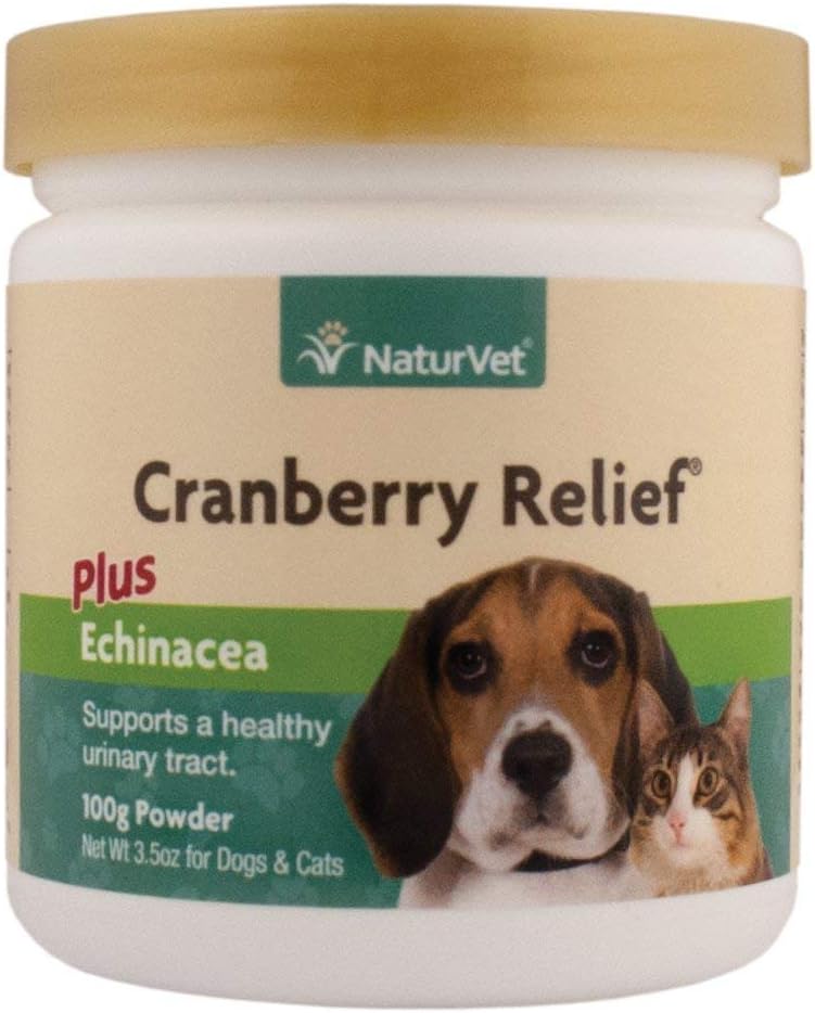 NaturVet Cranberry Relief, 100 Gram Powder, Dog and Cat Health Supplements for Urinary Tract