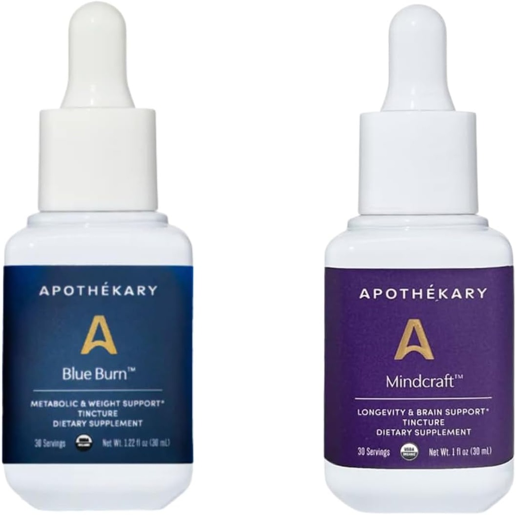 Apothékary Energy Duo, Herbal Supplement Bundle Includes Blue Burn and Mindcraft