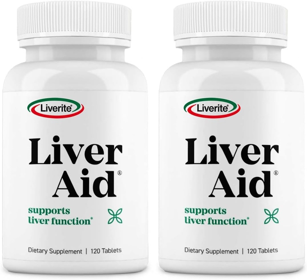 LIVERITE LIVER AID 2-Pack 120 Tablets (Total 240ct) Liver Support, Liver Cleanse, Liver Care, Liver Function, Energy.