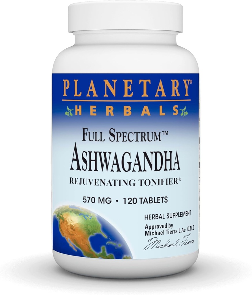 [BRSWIZYZOMHAACDU] Planetary Herbals Ashwagandha Full Spectrum 570 mg, Rejuvenating Tonifier,120 Tablets