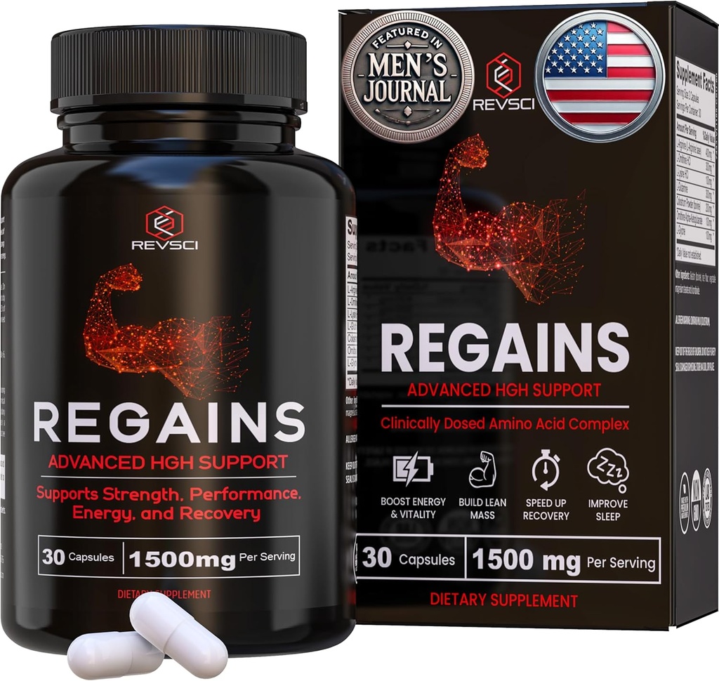 HGH Supplements for Men & Women - Regains Starter Pack, Natural Anabolic Muscle Growth Building GH & Human Growth Hormone for Men, Muscle Builder for Men, Muscle Recovery Supplement, 30 Protein Pills