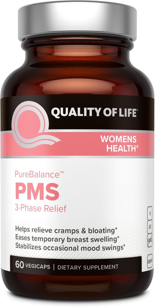 Quality of Life Pure Balance PMS, 3-Phase Relief Supplement - 60 Count