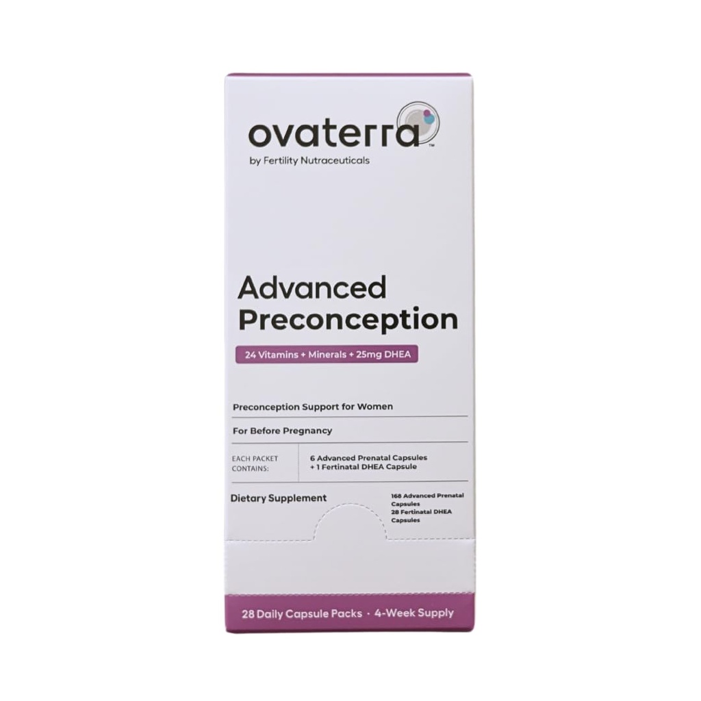 Ovaterra Advanced Preconception Vitamins for Women with DHEA 25mg, Choline 550 mg, Folate (Methylfolate) 1,010 mcg, Omega-3 DHA & EPA 196 Capsules - 28 Day Supply