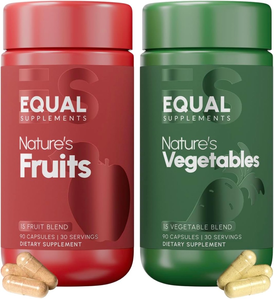 Fruits and Vegetables Supplements | Balance with Fruit and Veggies Supplement of Nature | Fruit and Vegetable Capsules for Adults, Simply Natures Superfood | 90 Count, 1 Mo Set