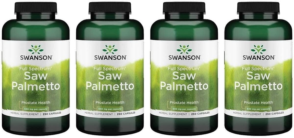 Swanson Saw Palmetto - Herbal Supplement Promoting Male Prostate Health Support - Natural Hair Supplement & Urinary Health Support (540 mg 250 Capsules) (4 Pack)