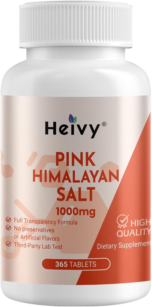 Pink Himalayan Salt Tablets 1000mg - Sodium Chloride 988mg, Non-GMO, Mineral-Rich Electrolyte Balance and Hydration, 365 Salt Tablets-Eectrolyte Supplement
