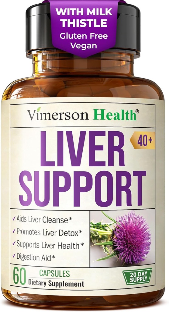 Silymarin Milk Thistle Liver Detox – Natural Liver Support with Dandelion Root Extract & Artichoke Extract – 60 Capsules for Liver Cleanse Detox & Repair, Enzyme Support, Energy & Healthy Digestion