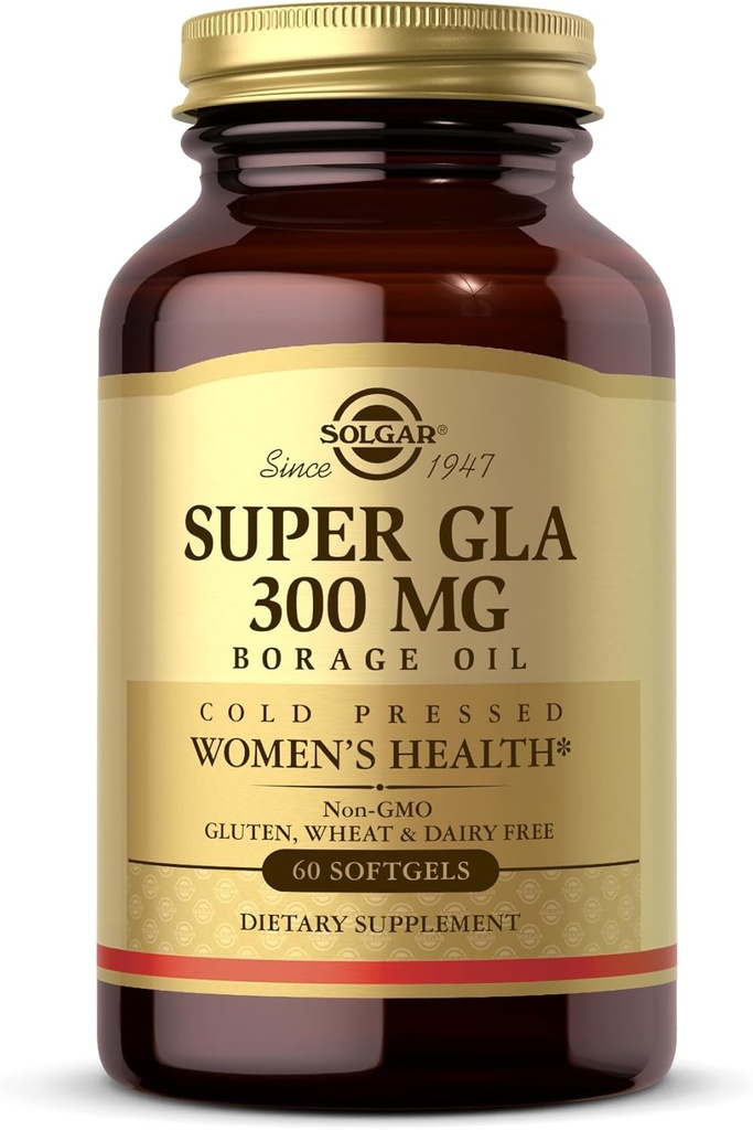 [BRSWIYTYCUPGOD3A] Solgar Super GLA 300 mg - 60 Softgels - Cold-Pressed Borage Oil for Women’s Health - Non-GMO, Gluten Free, Dairy Free - 60 Servings
