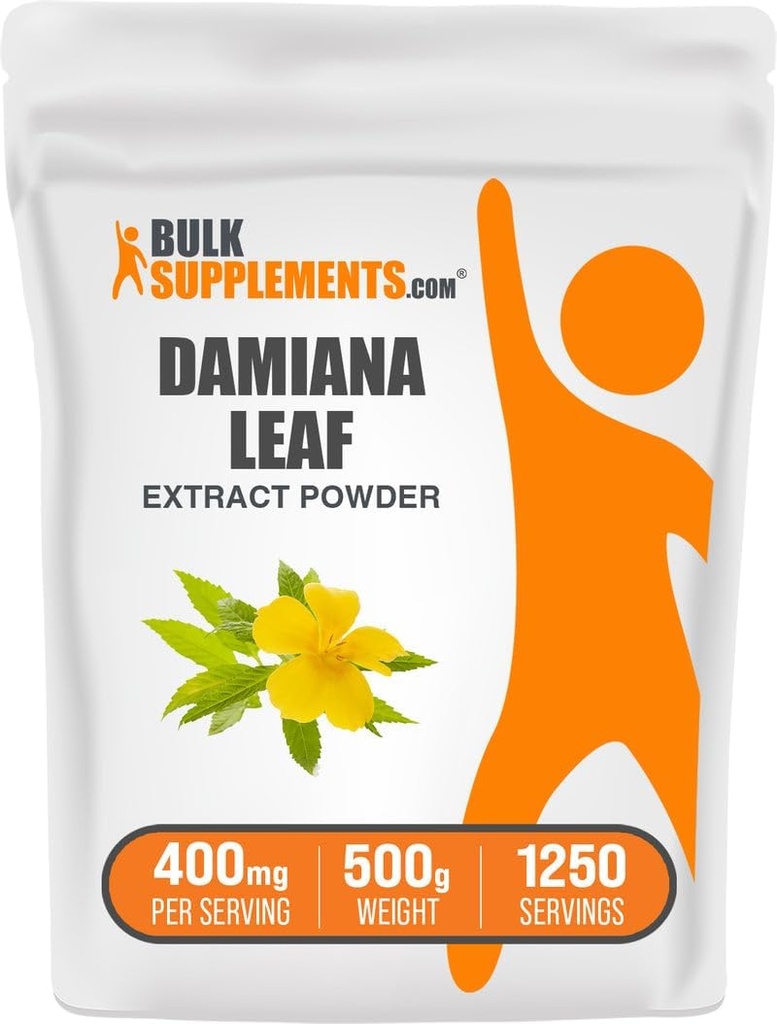BulkSupplements.com Damiana Extract Powder - Damiana Supplement, Herbal Supplement - Vegan & Gluten Free, 400mg per Serving, 500g (1.1 lbs) (Pack of 1)