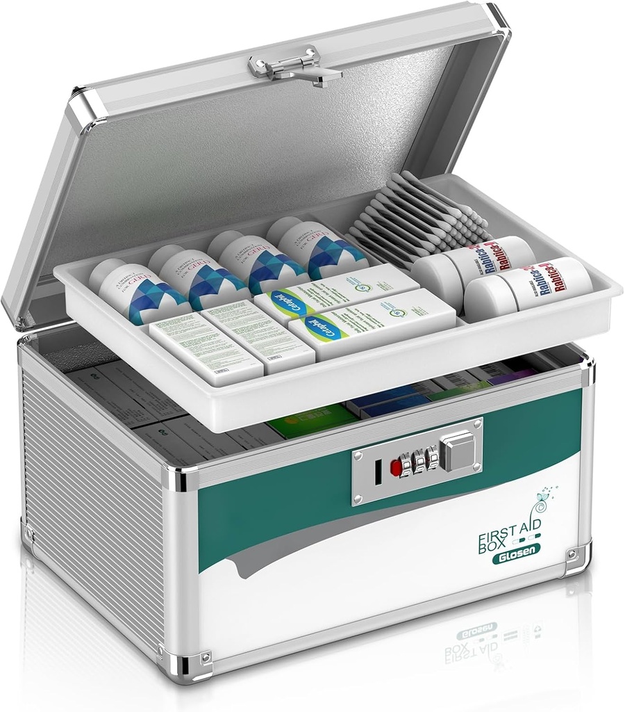 Medicine Lock Box with Combination Lock, Medication lock box【Small 10x6.7x6.7 Inch】,medical box organizer