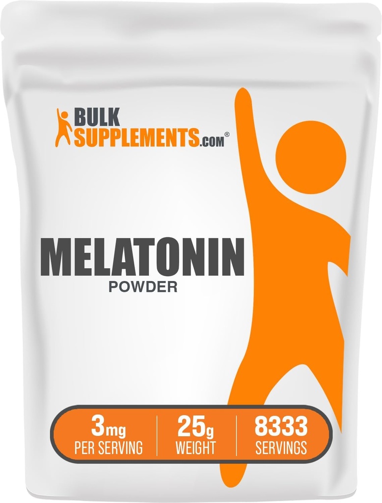 BulkSupplements.com Melatonin Powder - Pure Melatonin, Sleep Aid for Adults - Vegan & Gluten Free, 3mg per Serving, 25g (0.88 oz) (Pack of 1)