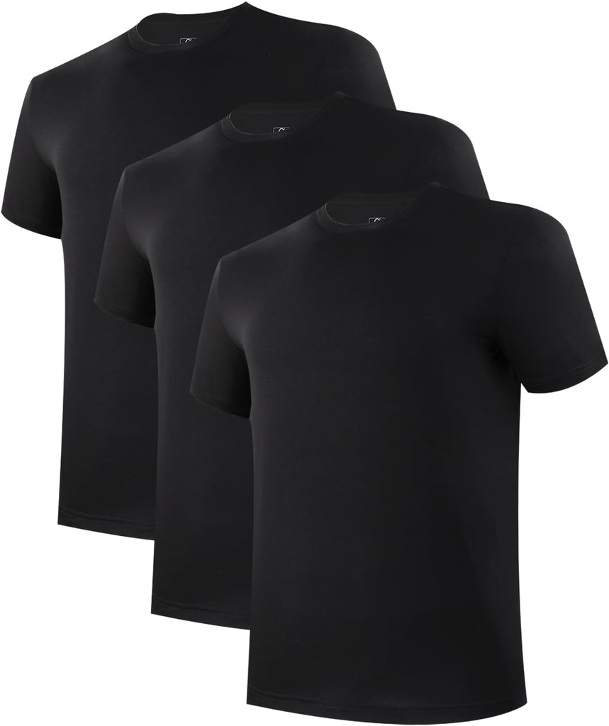 [BRSRMCQPPIFRQDIZ] BAMBOO COOL Men's Undershirt Moisture-Wicking T-Shirts Stretch Crewneck Soft Tees for Men,3 Pack