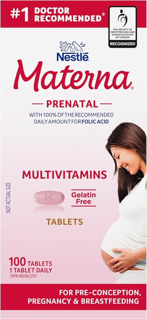 Materna Nestle Prenatal Postpartum Vitamin & Mineral Supplement 100 Tablets
