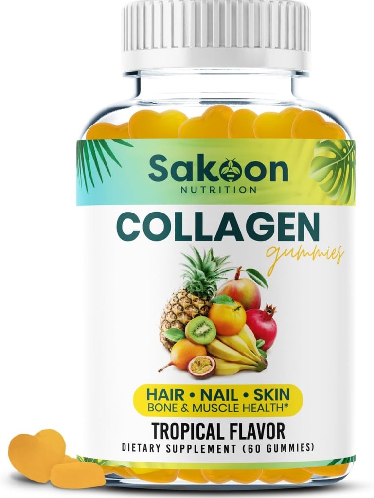 Halal Collagen Gummies for Women and Men - Anti Aging, Hair Growth, Skin Care & Strong Nails Protein Collagen Supplements - Non-GMO, Gluten Free - Made in USA
