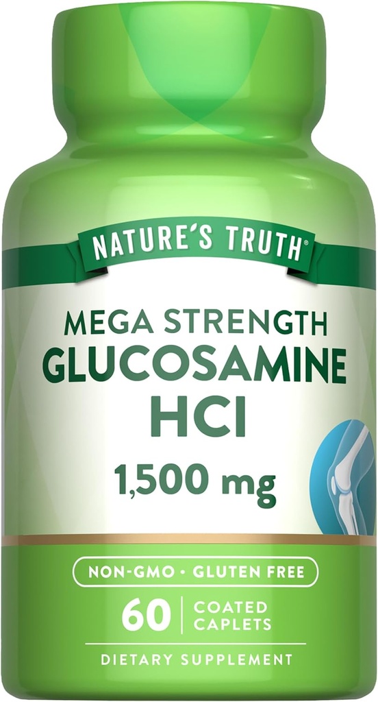 Nature's Truth Glucosamine HCI 1500mg | 60 Caplets | Mega Strength | Non-GMO & Gluten Free Supplement