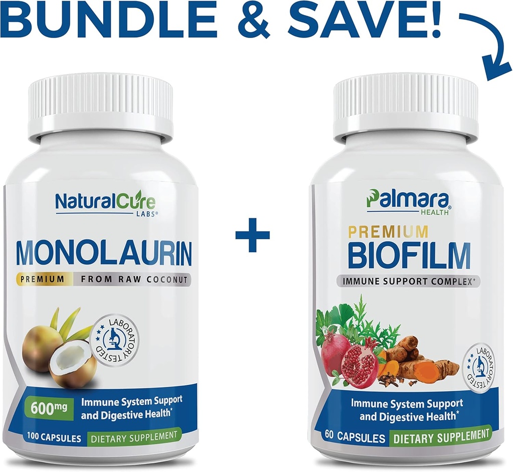 Natural Cure Labs Bundle: Premium Monolaurin 600mg + Biofilm Complex