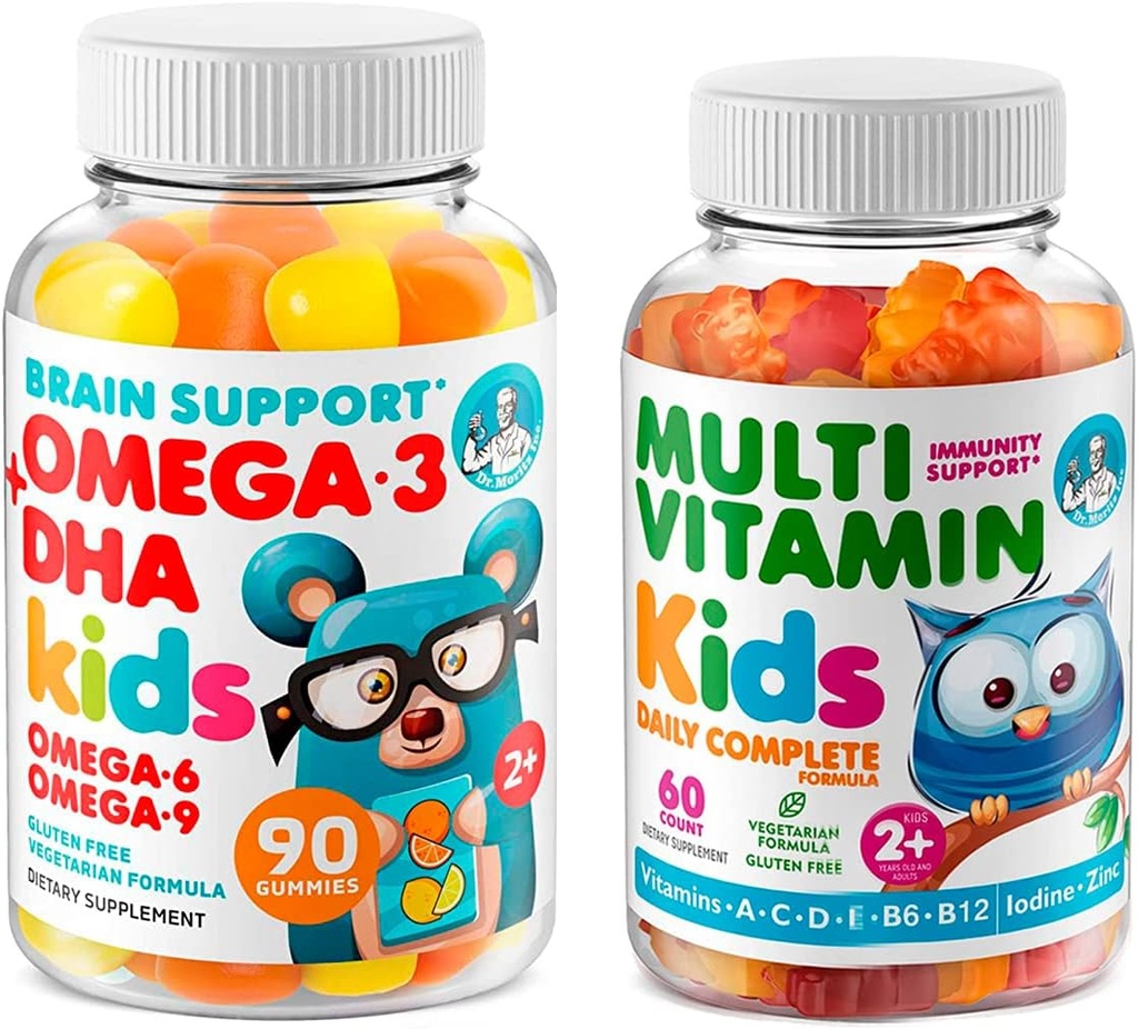 DR. MORITZ Kids Omega 3 Gummies (90 Count) and Kids Multivitamin Gummies Bundle (60 Count,) - for Children’s Immune Support and Overall Health