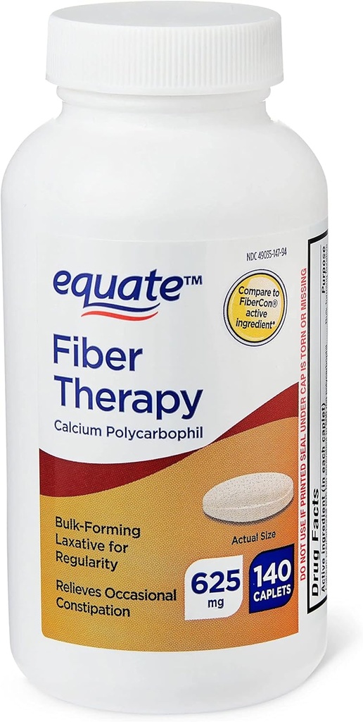 ikj Fiber Therapy Calcium Polycarbophil Caplets, 625 mg, 140 Count