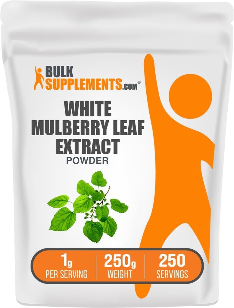 BulkSupplements.com White Mulberry Leaf Extract Powder - White Mulberry Extract, Herbal Supplement - Gluten Free, 1g per Serving, 250g (8.8 oz) (Pack of 1)