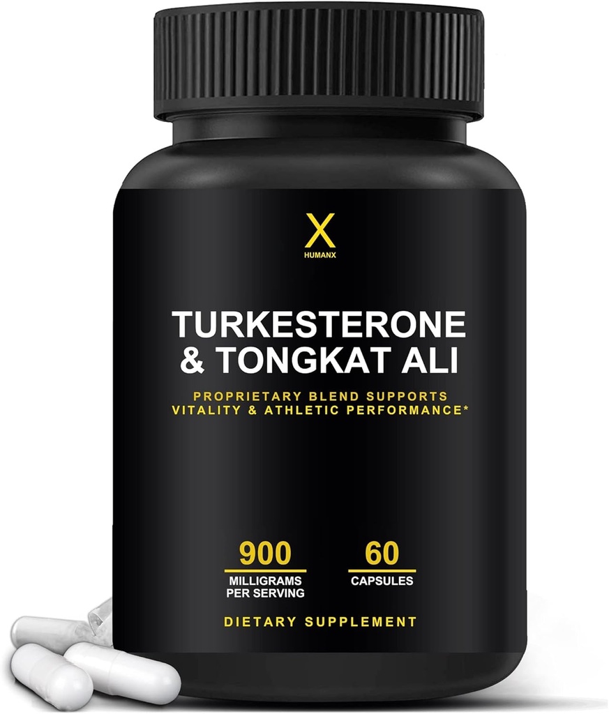 HUMANX Turkesterone & Tongkat Ali 900mg - Supports Energy, Stamina, and Muscle Recovery and Growth - Turkesterone Supplement - Tongkat Ali Supplement - Long Jack Extract (Eurycoma Longifolia)