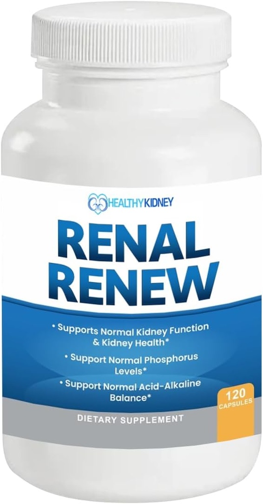 Renal Renew: Advanced Kidney Cleanse Detox & Repair Kidney Support Supplement. Breakthrough Smart Kidney Supplement Rejuvenates Kidney Health 120 Caps
