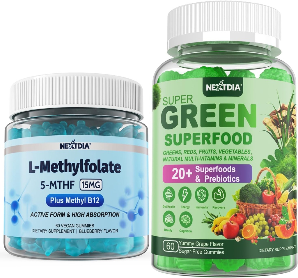 L-MethylFolate 15mg + Super Greens Gummies