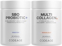 Codeage Multi Collagen Protein Capsules 5 Types, Ashwagandha Withania Somnifera & Organic Amla Berry + SBO Probiotic Blend 50 Billion CFU Bundle, Lactobacillus Plantarum, Bacillus Subtilis, Non-GMO