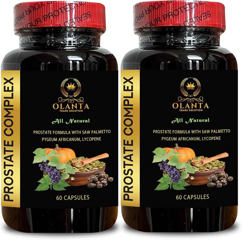Prostate Complex All Natural - Prostate Complex for Men, Prostate Supplements for Men with Stinging Nettle, Lycopene, Support Prostate Function - 2 Bottles 120 Capsules