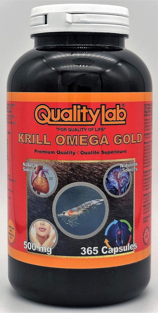 Krill Oil Omega Gold 500 mg 365 Capsules (Made in Canada)