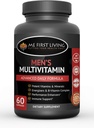 Me First Living Men's Daily Multivitamin/Multimineral with Vitamins A, C, E, D, B1, B2, B3, B5, B6, B12, Magnesium, Biotin, Spirulina, Zinc and More - 60 Multivitamins