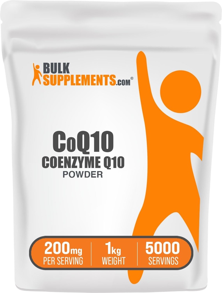 BulkSupplements.com Coenzyme Q10 Powder - Coenzyme Q10 200mg Supplement, Nutritional Supplement - Gluten Free, 200mg per Serving, 1kg (2.2 lbs) (Pack of 1)