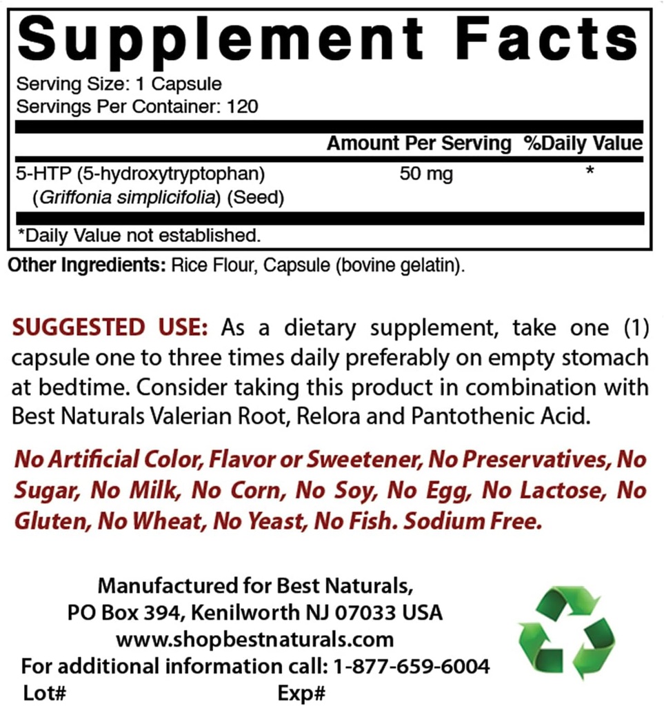 Best Naturals 5-HTP 50 mg & NAC - N Acetyl Cysteine 600 mg