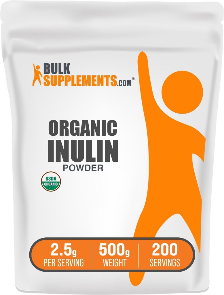 BulkSupplements.com Organic Inulin Powder - Inulin Supplement, Soluble Fiber Powder - Vegan & Gluten Free - 2.5g per Serving, 500g (1.1 lbs) (Pack of 1)