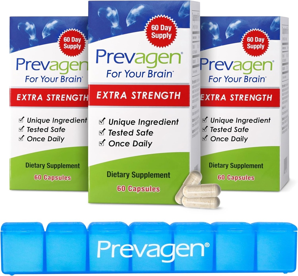 Prevagen Extra Strength - 180 Capsules (6 Month Supply) | Formulated for Your Brain | 20mg of Apoaequorin Plus Vitamin D3 with 7-Day Pill Minder