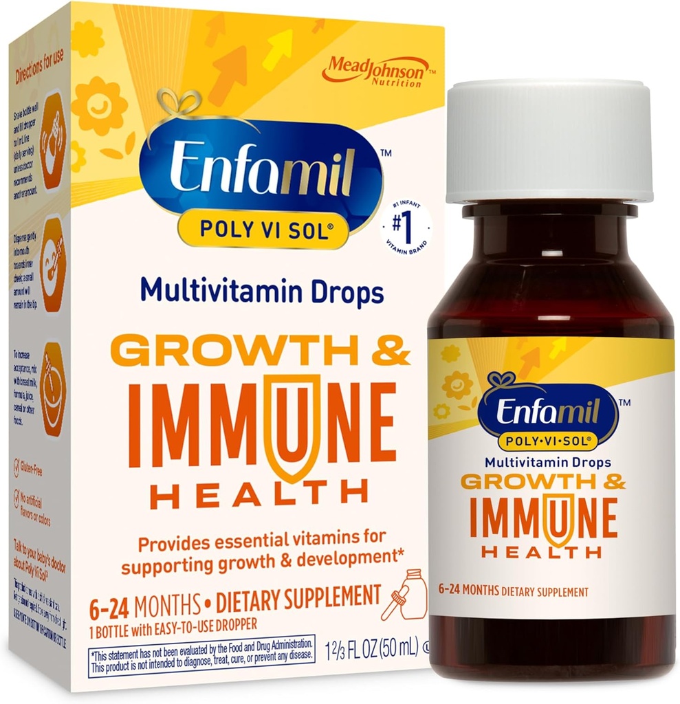 Enfamil Poly-Vi-Sol Liquid Multivitamin Drops, Supports Growth & Immune Health*, 50mL Bottle​