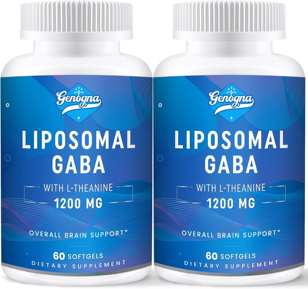 Liposomal GABA with L-Theanine 1200mg - 2 Pack High Bioavailable GABA Supplements,120 Capsules for Adults