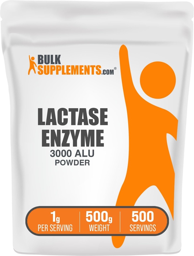 BulkSupplements.com Lactase Enzyme (3000 ALU) Powder - Lactase Enzyme Supplement, Digestive Support - Gluten Free, 1g per Serving, 500g (1.1 lbs) (Pack of 1)