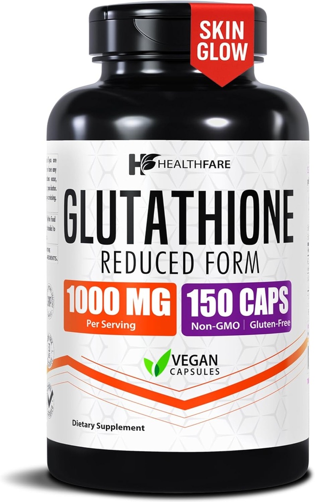 Glutathione Supplement 1000mg | Reduced GSH Antioxidant | 98%+ Highly Purified | 150 Vegan Capsules | Immune & Detox Support | Non-GMO, Gluten-Free | Made in USA