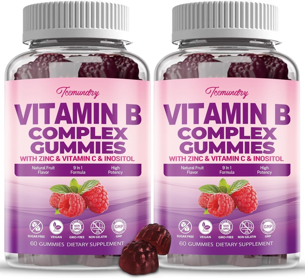 Sugar-Free Vitamin B Complex Gummies for Women - Vegan b Vitamins Complex with Methyl B12, Methyl Folate - Plus Vitamin C, Zinc, Inositol - Supports Energy, Immune, Healthy Hair, Skin (120 Count)