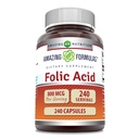 Amazing Formulas Folic Acid (Vitamin B9) 800 Mcg Supplement | Capsules | Non-GMO | Gluten-Free | Made in USA (1 Pack | 240 Count)