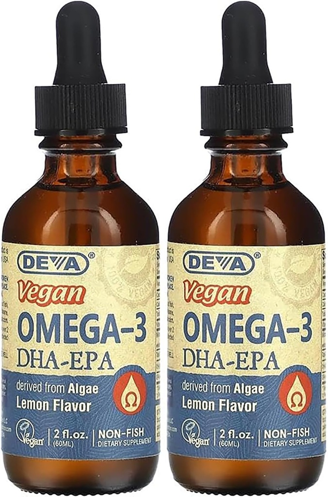 DEVA Vegan Liquid DHA-EPA (Lemon Flvr) 2 fl. Oz Liquid (Pack of 2)